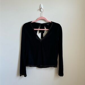 Madewell Silk Stitched Tie Back Blouse